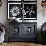 Тумба черная из дерева двухдверная Geometric Double Door Nightstand варинант исполнения - 5 | Loft Concept в Барнауле