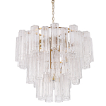 Люстра круглая многоярусная с прозрачными подвесками из стекла Hexagon Tube Light варинант исполнения - 1 | Loft Concept в Барнауле