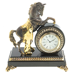 Часы настольные бронзовые с декором в виде коня Horse Stone Clock варинант исполнения - 5 | Loft Concept в Барнауле