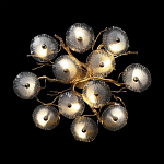 Потолочная люстра круглая ветвистыми бронзовыми элементами и стеклянными рифлеными дисками Textured Glass Chandelier варинант исполнения - 2 | Loft Concept в Барнауле