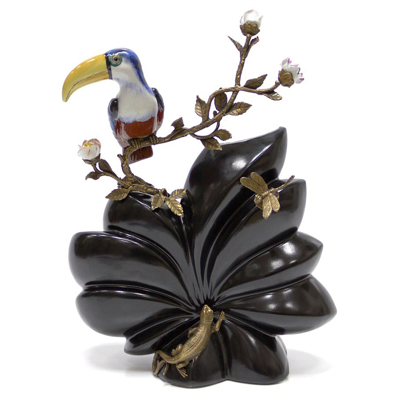 Фарфоровая ваза Toucan and Lizard Черный Бронза в Барнауле | Loft Concept 