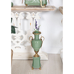 Ваза зеленого цвета из фарфора на высокой подставке с бронзовыми ручками Eden Garden porcelain and bronze варинант исполнения - 4 | Loft Concept в Барнауле