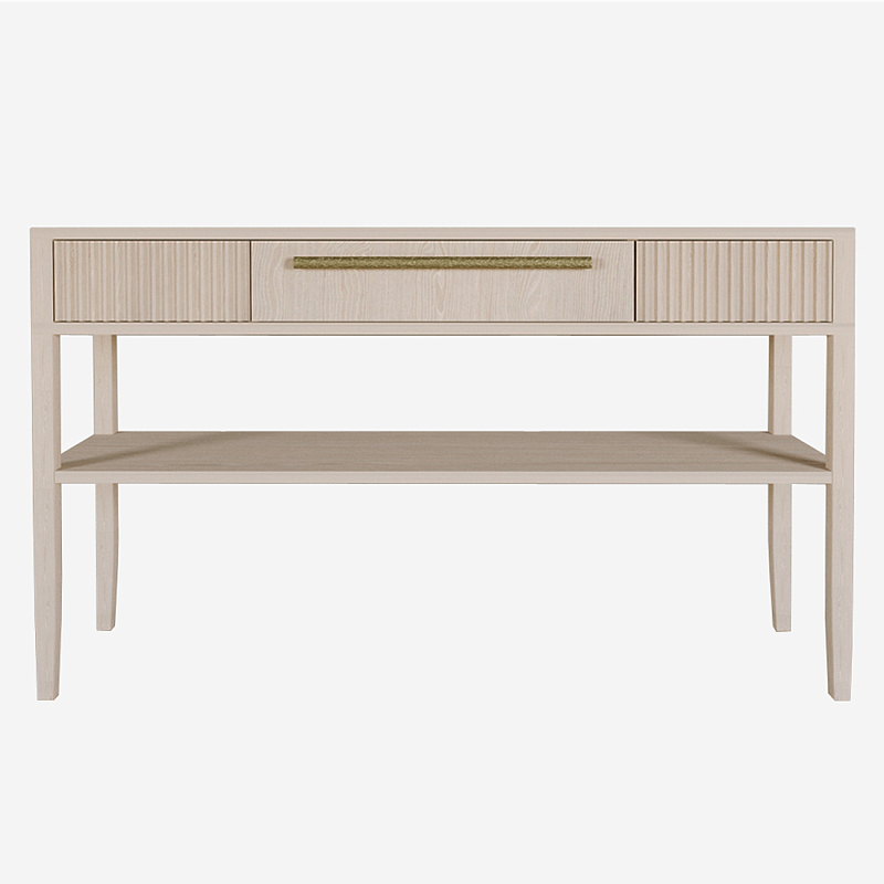 Дизайнерская Консоль с полкой и ящиком Primo Светлый дуб Древесина Золотой в Барнауле | Loft Concept 