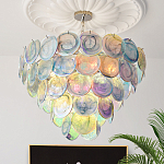 Люстра с каскадом из круглых разноцветных стеклянных дисков Mother of Pearl Iridescence варинант исполнения - 1 | Loft Concept в Барнауле