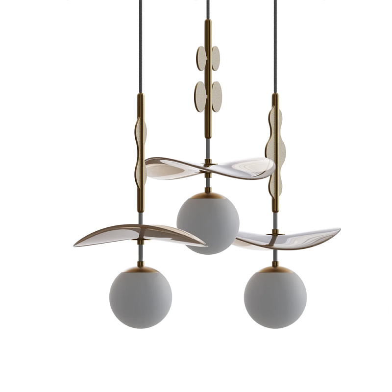 Подвес Bloomy Бежевый Белый Латунь в Барнауле | Loft Concept 