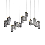 Подвесной светильник линейный с плафонами волнистой формы из фактурного стекла Big Wave варинант исполнения - 2 | Loft Concept в Барнауле