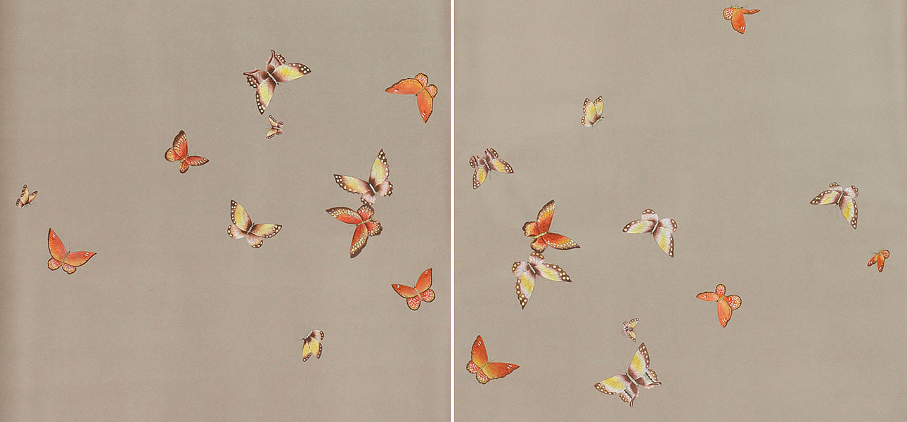 Обои ручная роспись Butterflies Echo on dyed paper Обои ручная роспись Butterflies Echo on dyed paper - Loft-Concept в Барнауле