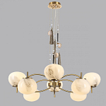 Люстра подвесная с 8-ю шарообразными плафонами из белого стекла с подвесками из камня и кисточками Agatelle варинант исполнения - 4 | Loft Concept в Барнауле