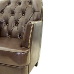 Кресло кожаное c мягкими подлокотниками на 4-х деревянных ножках из массива березы Joseph Armchair brown варинант исполнения - 3 | Loft Concept в Барнауле