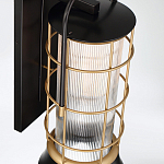 Настенный фонарь цилиндрической формы с рифленым стеклом в золотом каркасе на черном прямоугольном основании Eurofase варинант исполнения - 4 | Loft Concept в Барнауле