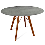 Стол обеденный с серой овальной столешницей из керамики на четырех деревянных ножках Gray Ceramics варинант исполнения - 8 | Loft Concept в Барнауле