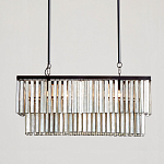 Люстра линейная прямоугольная с подвесками из натурального перламутра Nacre варинант исполнения - 2 | Loft Concept в Барнауле