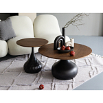 Столик журнальный с круглой деревянной столешницей на черном фактурном основании Bourgeon варинант исполнения - 5 | Loft Concept в Барнауле