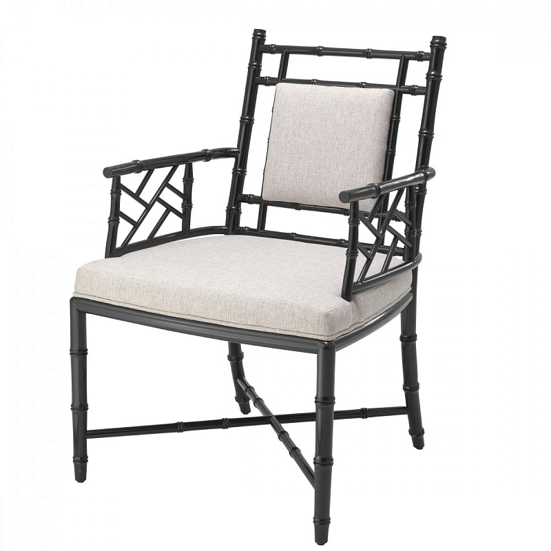 Кресло Eichholtz Chair Germaine Черный Бежево-серый Кресло Eichholtz Chair Germaine Черный Бежево-серый в Барнауле | Loft Concept