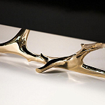 Дизайнерский комод чёрный глянцевый с основанием в виде золотых ветвей Meta Credenza  варинант исполнения - 2 | Loft Concept в Барнауле