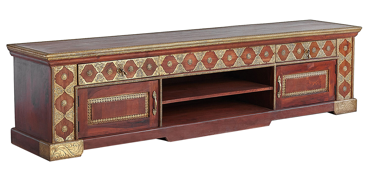 ТВ-тумба с латунной чеканкой Tejas Indian Inlaid TV Stand ТВ-тумба с латунной чеканкой Tejas Indian Inlaid TV Stand - Loft-Concept в Барнауле