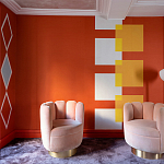 Обои ручная роспись Chez Nina by India Mahdavi Lantana colourway on Arancio dyed silk варинант исполнения - 2 | Loft Concept в Барнауле