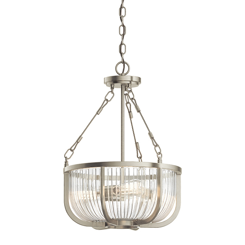 Люстра подвесная с чашеобразным плафоном из прозрачных стеклянных прутьев Kichler Никель Прозрачный Латунь в Барнауле | Loft Concept 
