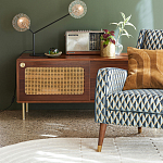 ТВ-тумба из ореха с плетеным декором Eland Wooden Wicker TV Stand варинант исполнения - 3 | Loft Concept в Барнауле