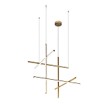 Люстра с 6-ю  пересекающимися цилиндрическими плафонами на тонких тросах Trumpet tube варинант исполнения - 2 | Loft Concept в Барнауле