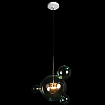 Подвесной светильник с прозрачными бирюзовыми стеклянными шарами и золотыми деталями Диаметр 43 Giopato & Coombes варинант исполнения - 2 | Loft Concept в Барнауле