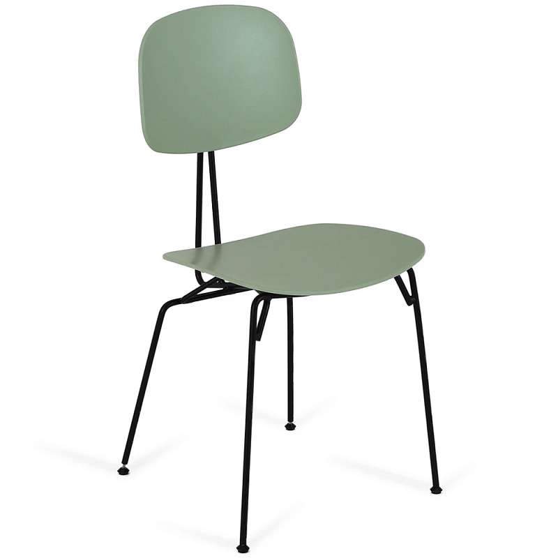 Стул на металлических ножках Travis Chair Green Черный Зеленый шалфей Стул на металлических ножках Travis Chair Green Черный Зеленый шалфей в Барнауле | Loft Concept