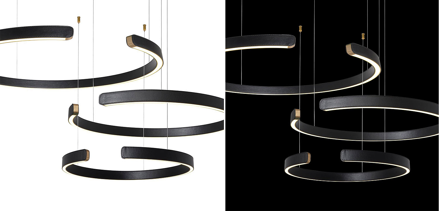 Люстра Half Ring 3 black leather Люстра Half Ring 3 black leather - Loft-Concept в Барнауле