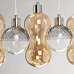 Люстра с 3-мя плафонами волнообразной формы цвета янтарь и 2-мя прозрачными шарообразными плафонами Lucid Rain  варинант исполнения - 7 | Loft Concept в Барнауле