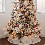 Заснеженная Новогодняя Ель с золотыми листьями и цветами в комплекте варинант исполнения - 3 | Loft Concept в Барнауле