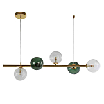 Люстра подвесная линейная с рифлеными стеклянными плафонами Bolle Multi Color варинант исполнения - 1 | Loft Concept в Барнауле