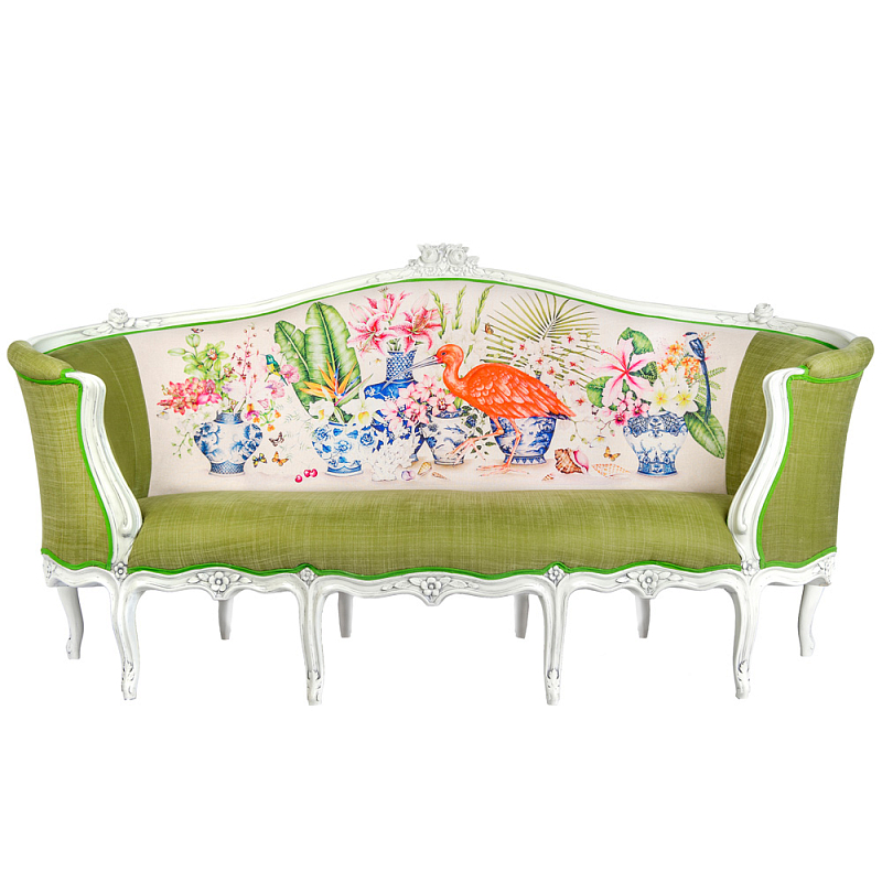 Диван Poetry of Flowers and Birds Sofa Зеленый Белый Диван Poetry of Flowers and Birds Sofa Зеленый Белый в Барнауле | Loft Concept