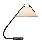 Настольная лампа с черным каркасом и белым тканевым абажуром в форме конуса Stylish Solution варинант исполнения - 3 | Loft Concept в Барнауле