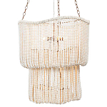 Двухъярусная люстра с подвесками из круглых деревянных бусин белая White Beads Two-tier Chandelier варинант исполнения - 1 | Loft Concept в Барнауле