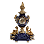 Часы настольные из темно-синего фарфора с бронзовыми фигурками и декоративными элементами Eden Garden варинант исполнения - 1 | Loft Concept в Барнауле