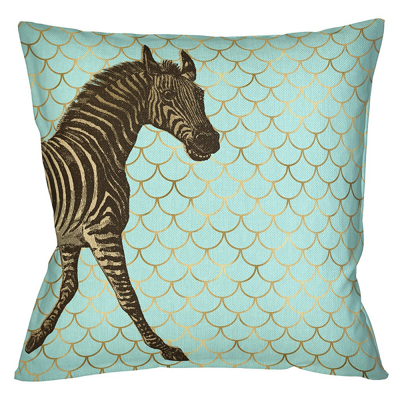 Подушка Safari light blue zebra Бирюзовый Глянцевое золото Подушка Safari light blue zebra Бирюзовый Глянцевое золото в Барнауле | Loft Concept