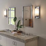 Бра для ванных комнат с цилиндрическим плафоном на прямоугольном зеркальном основании Feiss варинант исполнения - 2 | Loft Concept в Барнауле