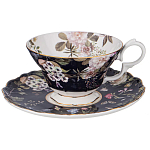Чайный набор из фарфора темно-синий с рисунком цветов на 6 персон 12 предметов 280 мл Garden Whisper Porcelain Set  варинант исполнения - 5 | Loft Concept в Барнауле
