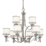 Люстра с белыми тканевыми абажурами в прозрачных стеклянных цилиндрах Kichler варинант исполнения - 1 | Loft Concept в Барнауле