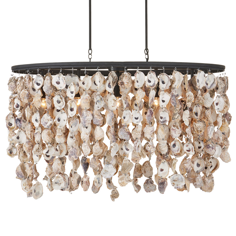 Люстра овальная с подвесками из устричных раковин Sea Ravens Черный в Барнауле | Loft Concept 