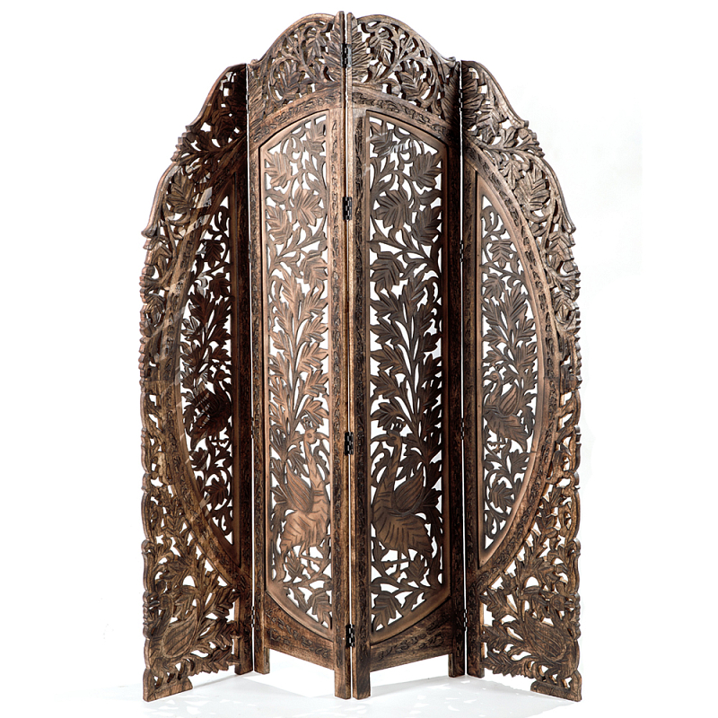Ширма с орнаментом ручная резьба Indian Antique Furniture Коричневый Ширма с орнаментом ручная резьба Indian Antique Furniture Коричневый в Барнауле | Loft Concept