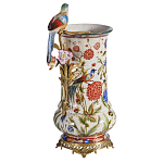 Ваза фарфоровая с птицей на бронзовой ветке и цветочной росписью Garden of Eden варинант исполнения - 1 | Loft Concept в Барнауле