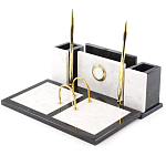 Настольный письменный набор из белого мрамора с часами Marble Accessory варинант исполнения - 2 | Loft Concept в Барнауле