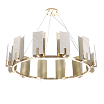 Люстра подвесная круглая с прямоугольными мраморными и золотистыми панелями на металлическом каркасе Диаметр 118 см Marble square Chandelier варинант исполнения - 2 | Loft Concept в Барнауле