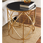 Приставной стол с металлическим золотым  основанием и чёрной столешницей Paradigm варинант исполнения - 1 | Loft Concept в Барнауле