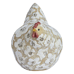 Статуэтка курица с резными белыми цветами на бежевой фактурной поверхности Rustic Chicken варинант исполнения - 1 | Loft Concept в Барнауле