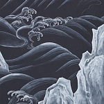 Обои ручная роспись Matsushima Waves Roka on Edo Night painted silk варинант исполнения - 1 | Loft Concept в Барнауле