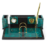 Настольный письменный набор из змеевика с часами и календарницей Successful Leader варинант исполнения - 1 | Loft Concept в Барнауле