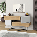 Комод c 2-мя белыми дверцами и 2-мя выдвижными ящиками цвета древесины EROS CONSOLE OAK WHITE варинант исполнения - 2 | Loft Concept в Барнауле