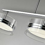 Люстра светодиодная с 4-мя круглыми прозрачными плафонами цилиндрической формы из акрила и стекла с пультом для регулировки света Glass Lamp Chromium варинант исполнения - 3 | Loft Concept в Барнауле