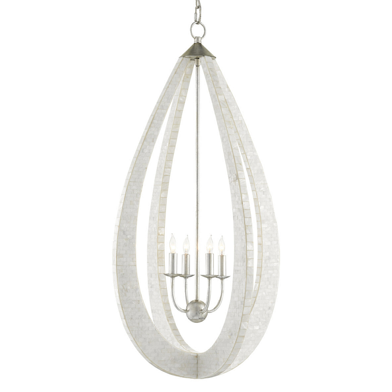 Люстра каплевидной формы покрытая перламутровой мозаикой Soft Pearl Shape Серебряный Белый в Барнауле | Loft Concept 